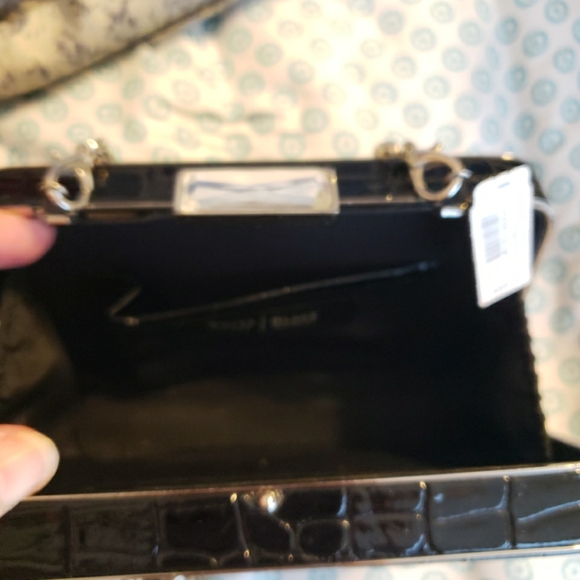 NWT WHBM Black Small Evening Bag with Soulder/Crossbody Chain - Picture 5 of 8